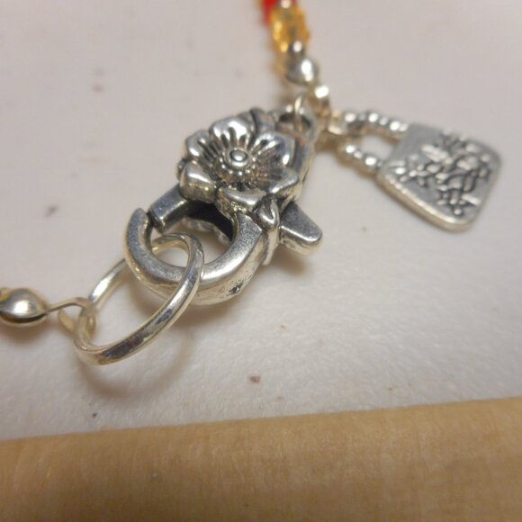 handmade bracelet, dainty, about 16 1/2" long, large heavy lobster claw clasp - Picture 6 of 10